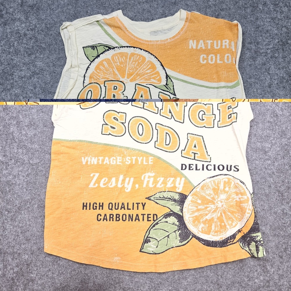 Pilcro Anthropologie Women's XL Orange Soda AOP Summer Muscle Tee Casual - Picture 2 of 12